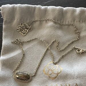 Kendra Scott Silver Necklace with Brown Pendant